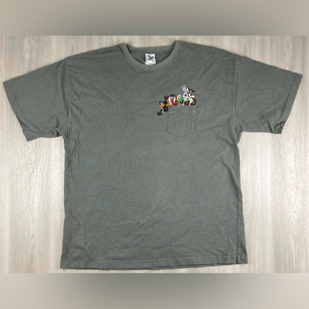 VTG Looney Tunes Warner Bros Studio T Shirt Embroidered Pocket Tee Mens XXXL 00s